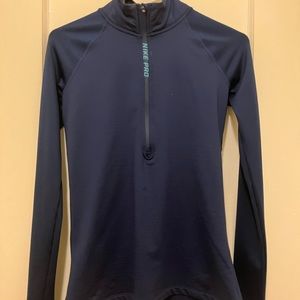 Womens blue Nike hyper warm workout sweater